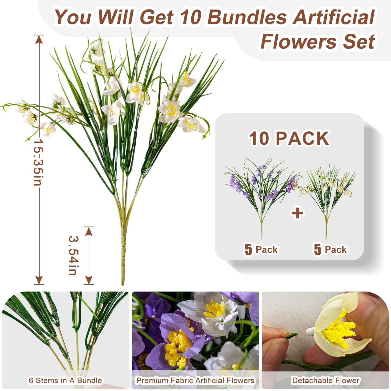 Artificial Flowers for Outdoor Indoor 10 Bundles Fake Daffodil Flowers Plant …