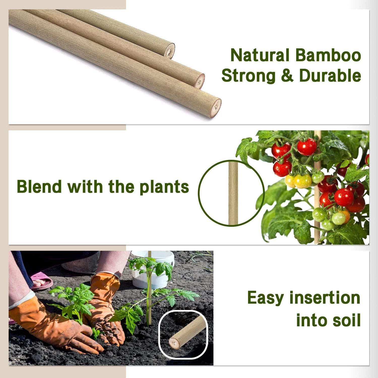 Plant Stakes,18 Inches Natural Garden Bamboo Sticks,BOVITRO 20Pcs Plant Support