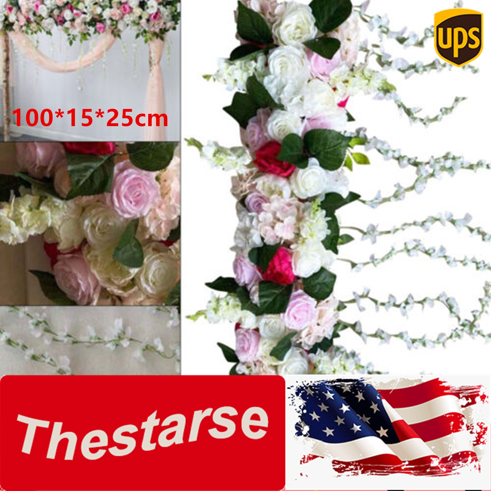 Artificial Silk Rose Flower Backdrop Wedding Row Decor Floral Wall Arrangements