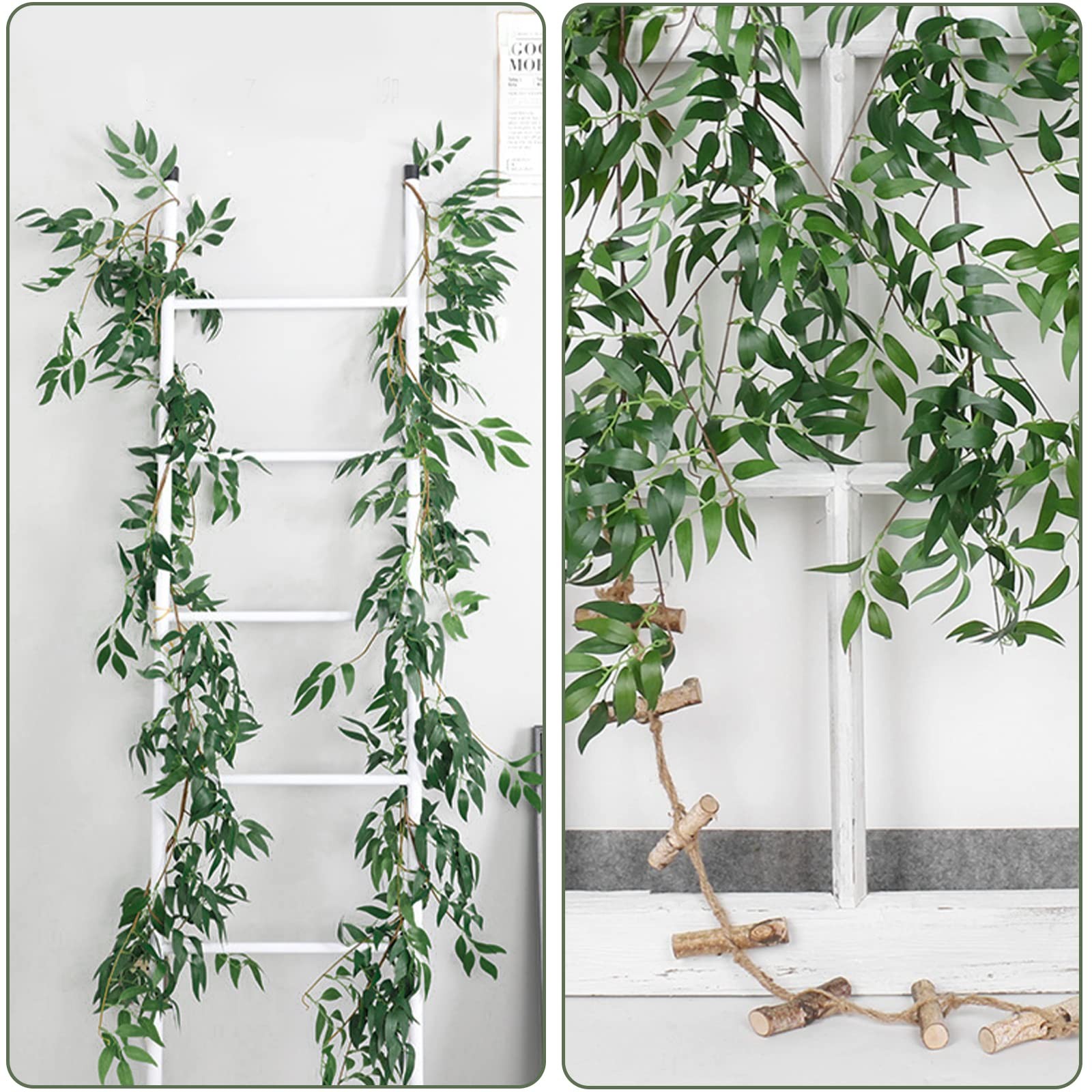 Artificial Willow Vine Garland 2Pcs, 5.7Ft Fake Hanging Ivy Plants, Rattan Decor