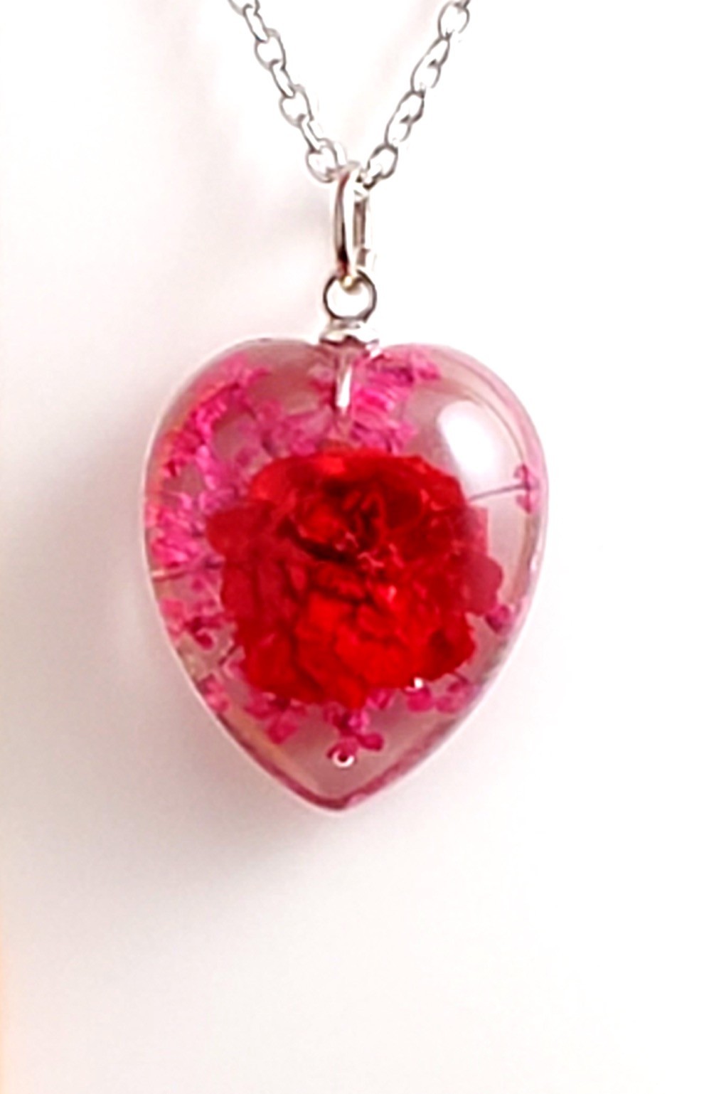 Heart Red Rose/Pink Leaves – Clear
