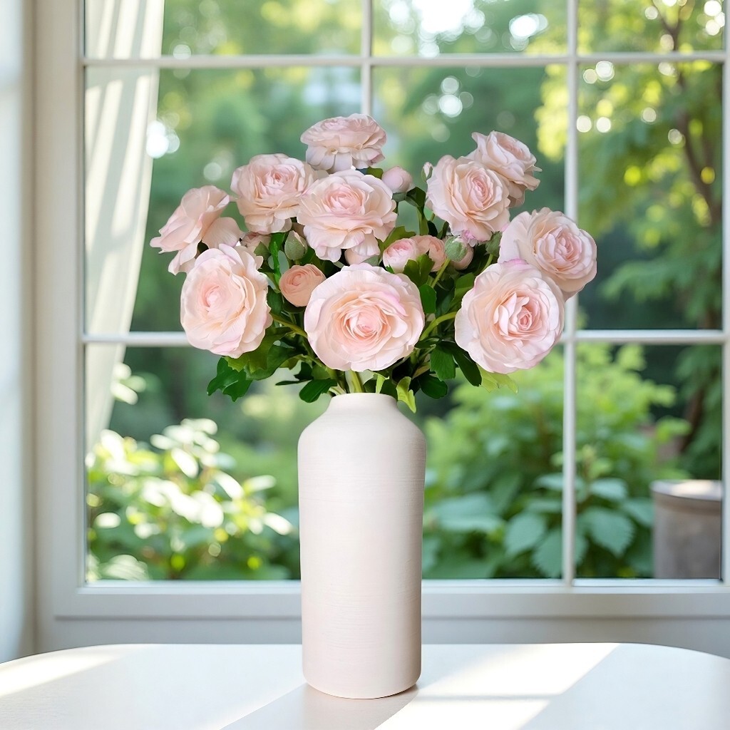 10PCS ranunculus bouquet, each featuring one open bloom and one bud.