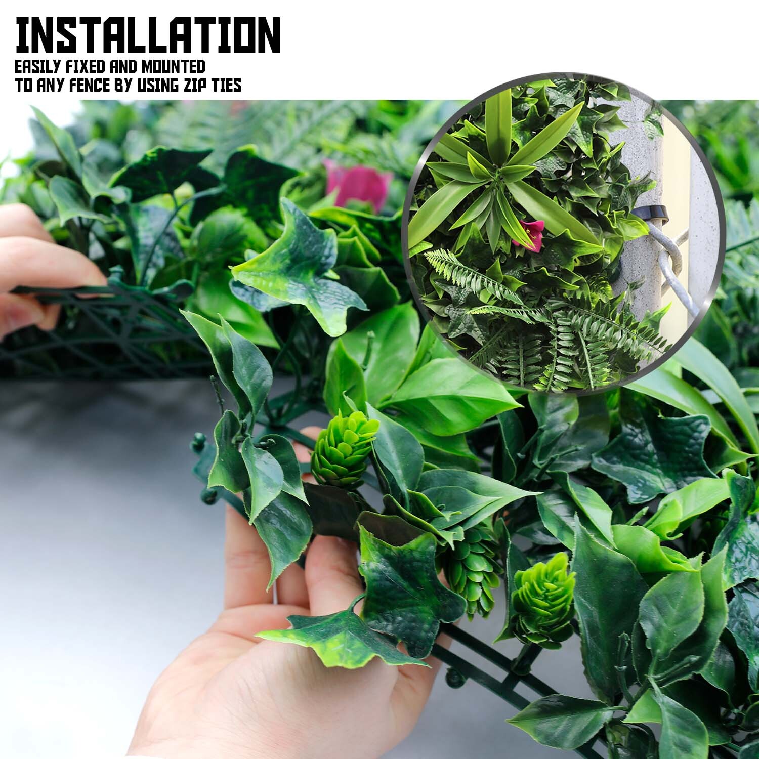 20″ Artificial Faux 3D Mix Leaves Wall Panel Fence Screen Home Outdoor Decor #07