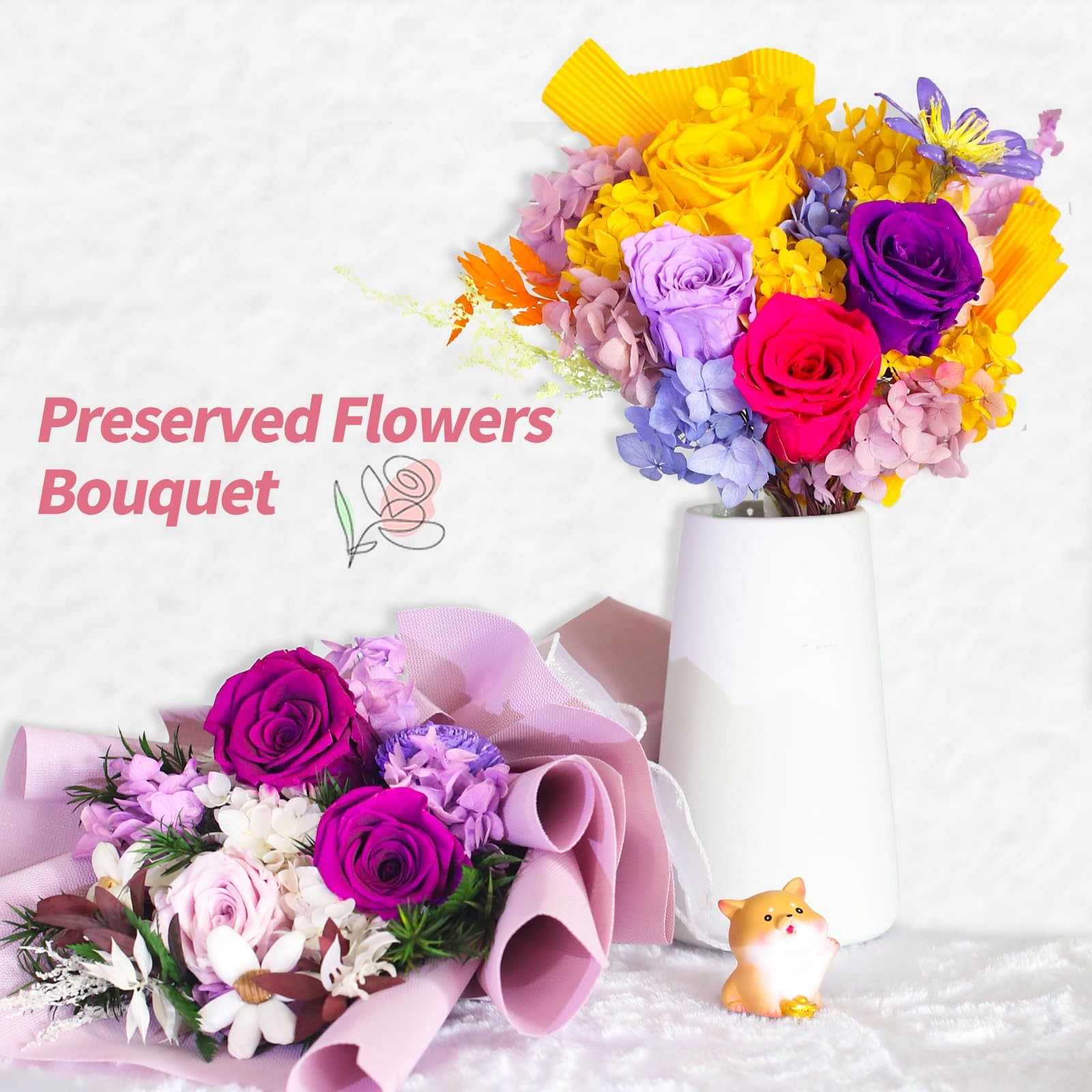 Flowers for Delivery, Preserved Flowers Bouquet with Gift Box, Rose Gifts for…