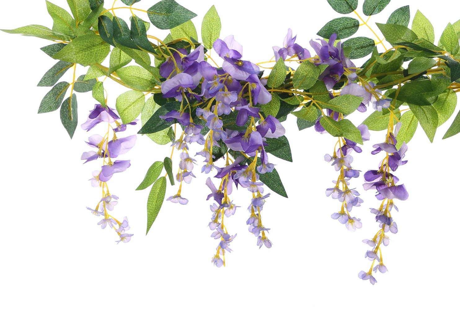 2Pcs 6.6Ft Artificial Flowers Vines Silk Wisteria Artificial Garlands Fake Ha…