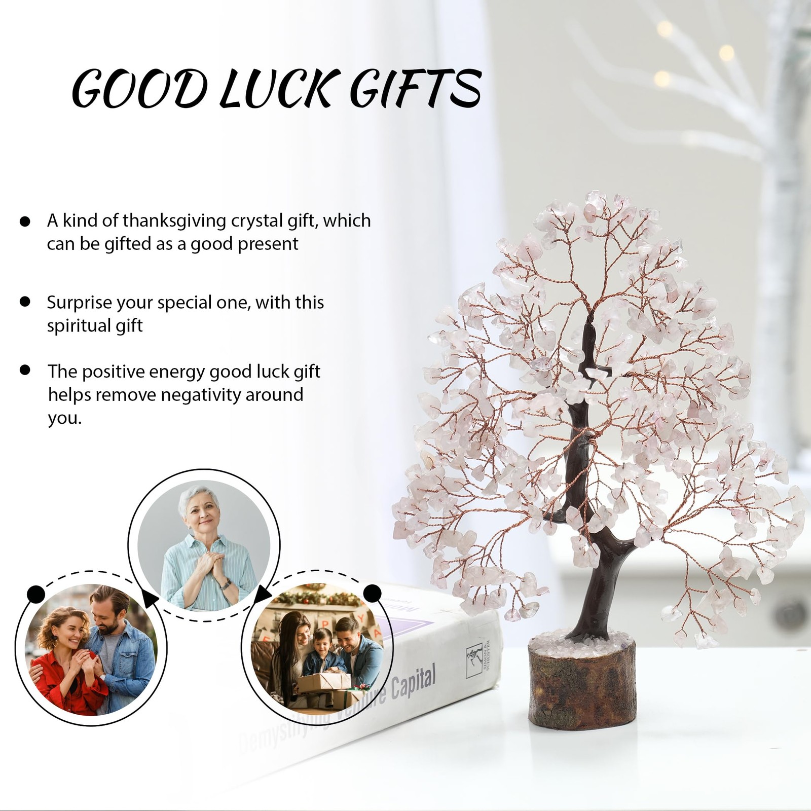 Rose Quartz, Gemstone Tree, Crystal Tree, Reiki Decor, Crystal Gifts for , Ro…