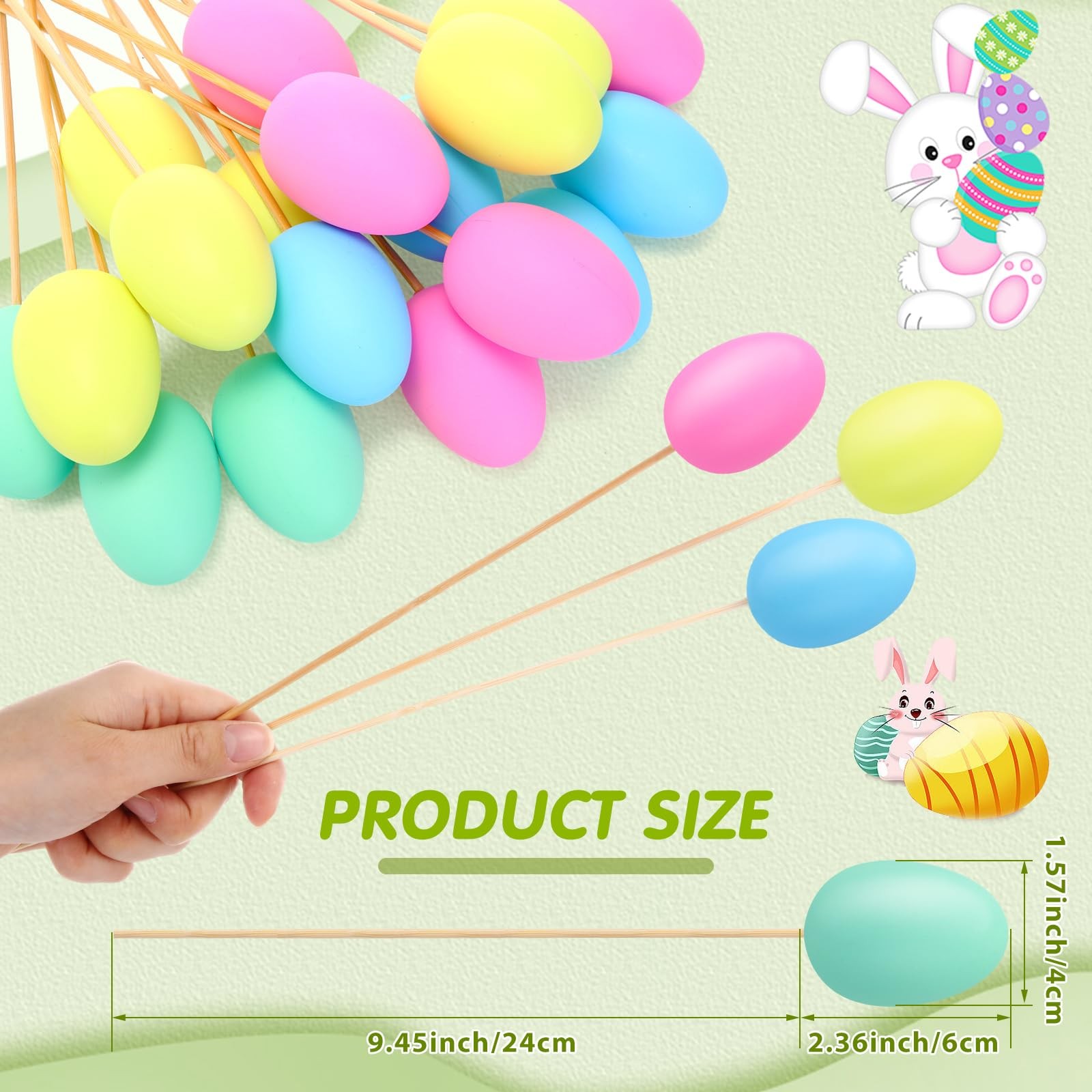 40 Pcs Easter Egg Picks Pastel Foam Floral Sticks Easter Decorations for Home…