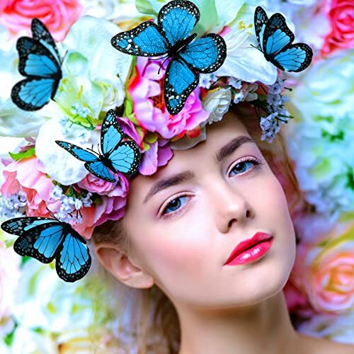 Monarch Butterfly Decoration 3 Size Fake Butterflies Realistic 48 Blue