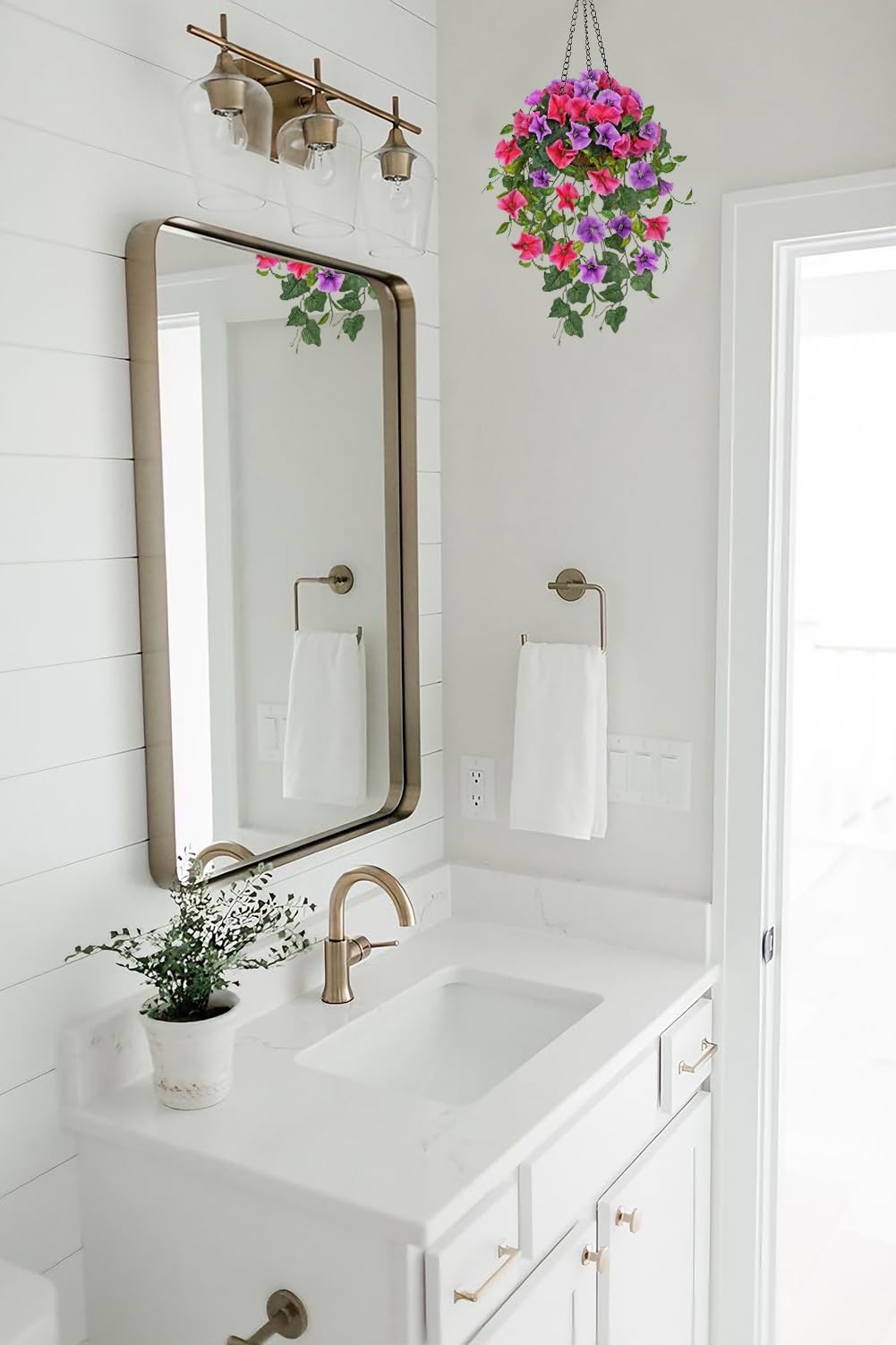 Fake Hanging Flowers with Basket Artificial Morning Glory Hanging Plants Fau