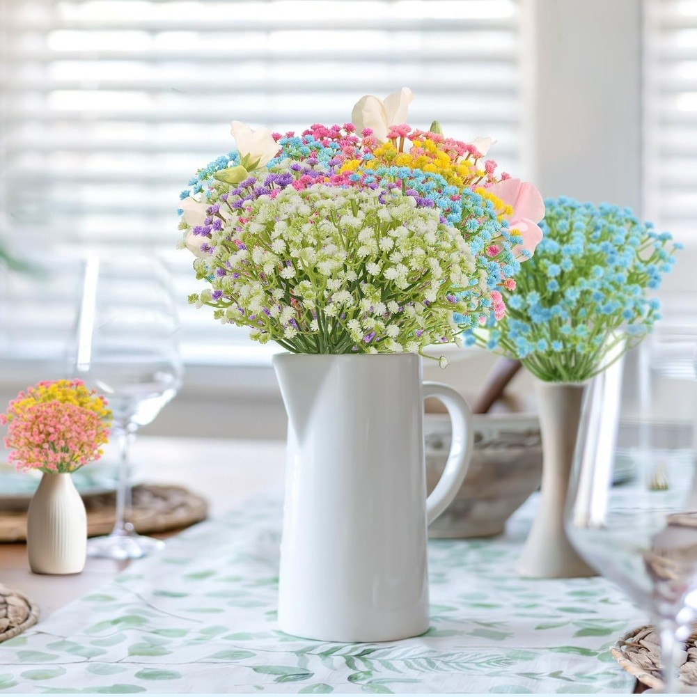 3-Stem Soft PVC Baby Breath Flowers for Wedding Bouquets and Photography Props
