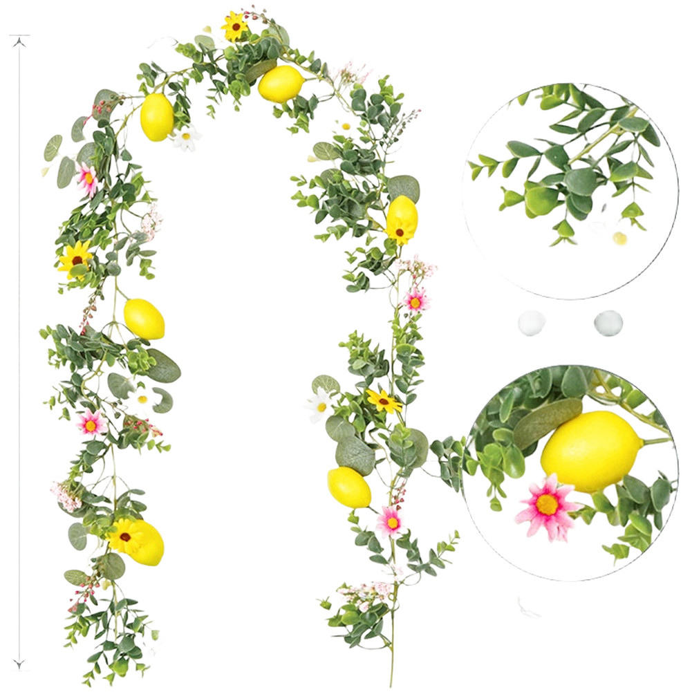 Artificial Lemon Vine with Greenery for Spring Mantel or Shelf Decoration