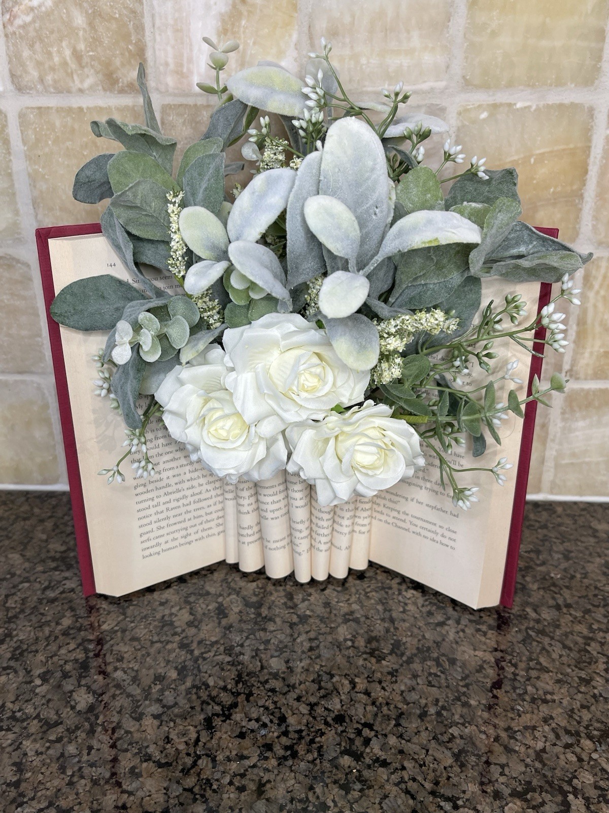 Upcycled Book Vase with White Roses | Book Lover Decor, Book Girlie, Reader Gift