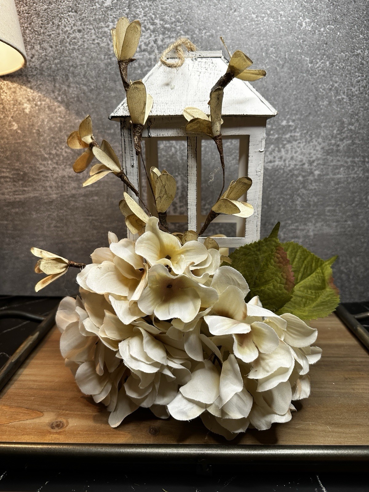 New Flower Arrangement, Faux Floral Centerpiece, Mothers Day Gift, Beige Decor