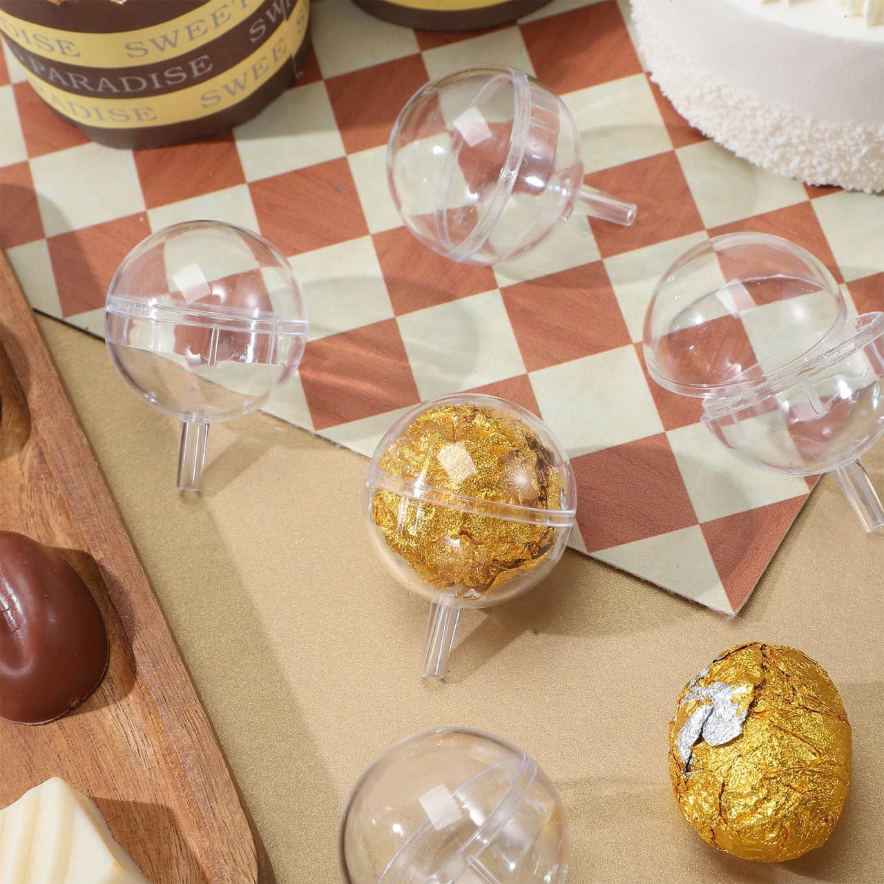 Acrylic Chocolate Holders for Bouquets – 25-Pack Clear Display Balls