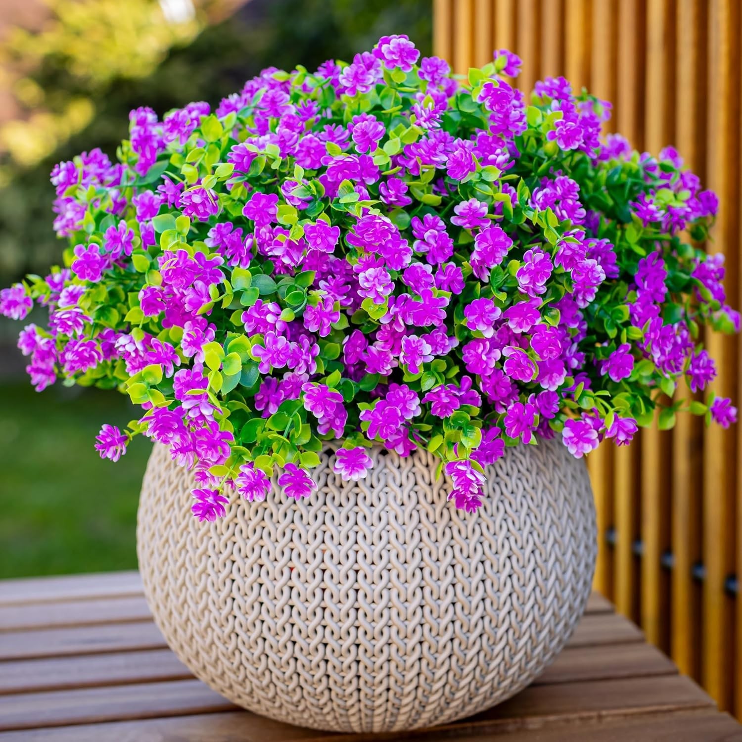 UV-Resistant Outdoor Artificial Flowers – 12 Bundles in Vibrant Magenta