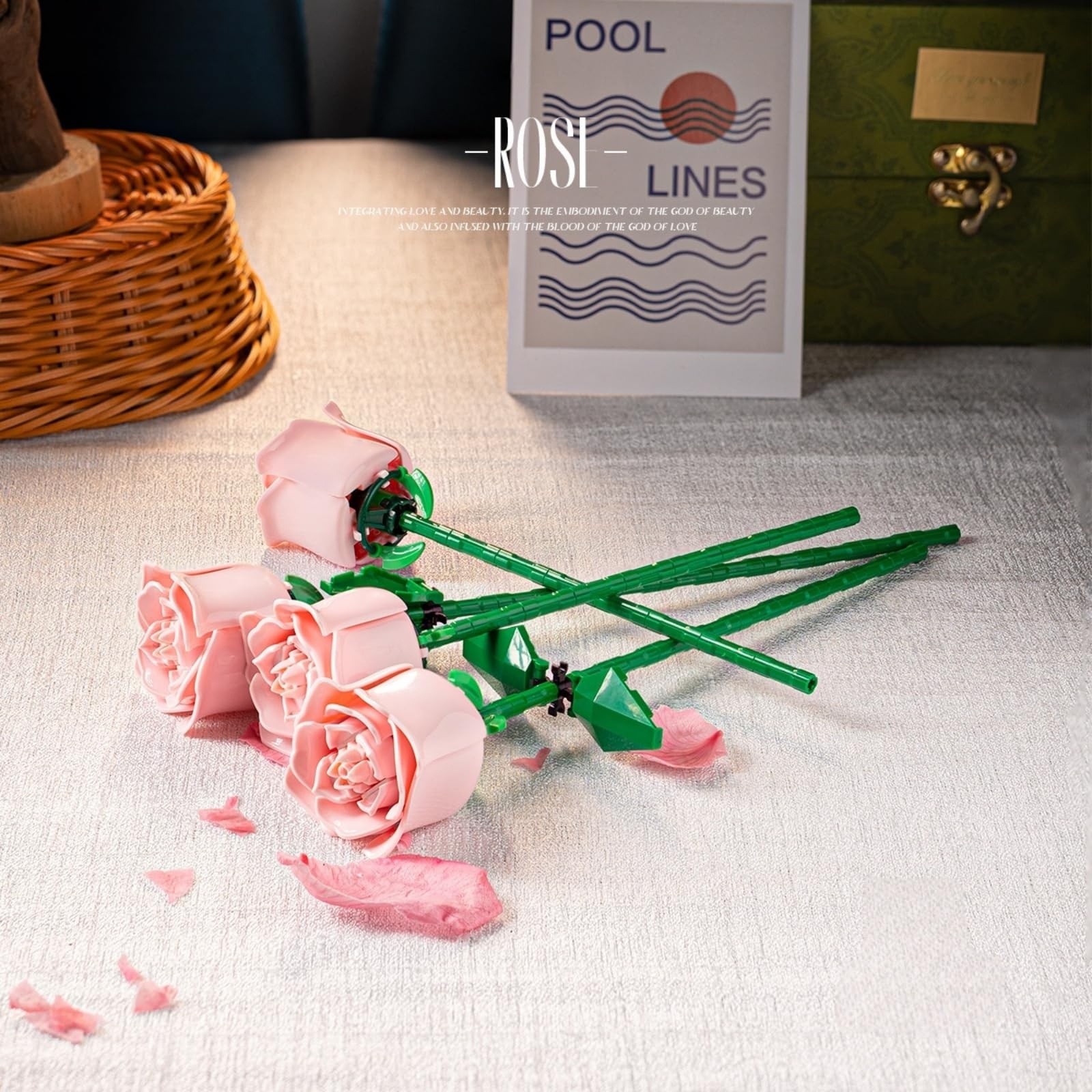 LJYttdm 360+ Pieces Rose Flower Building Blocks for Adults – 12 Pink Roses Bo…