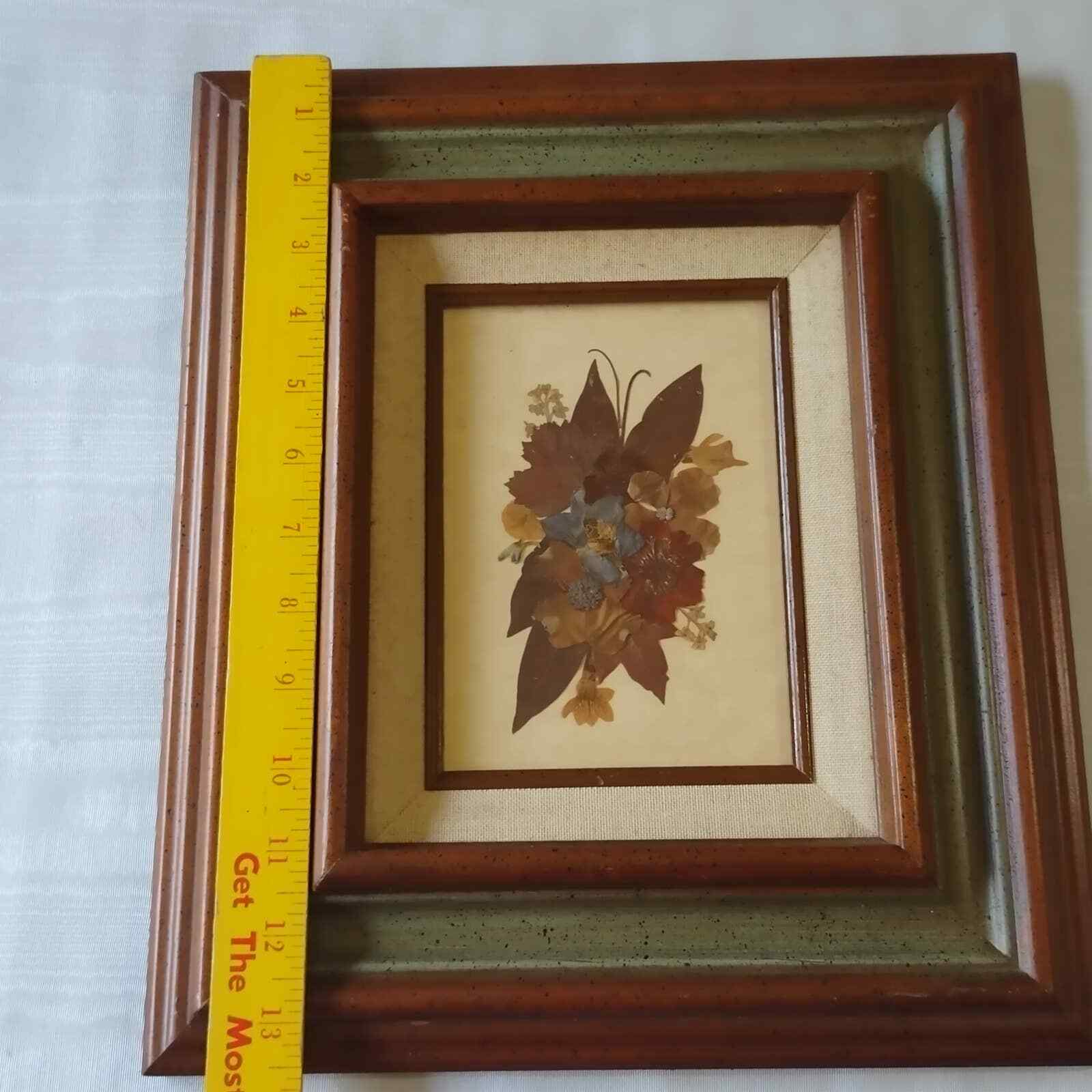 Dried Wild Flowers Dogwood Leaves Naturalistic Green Brown Framed Picture