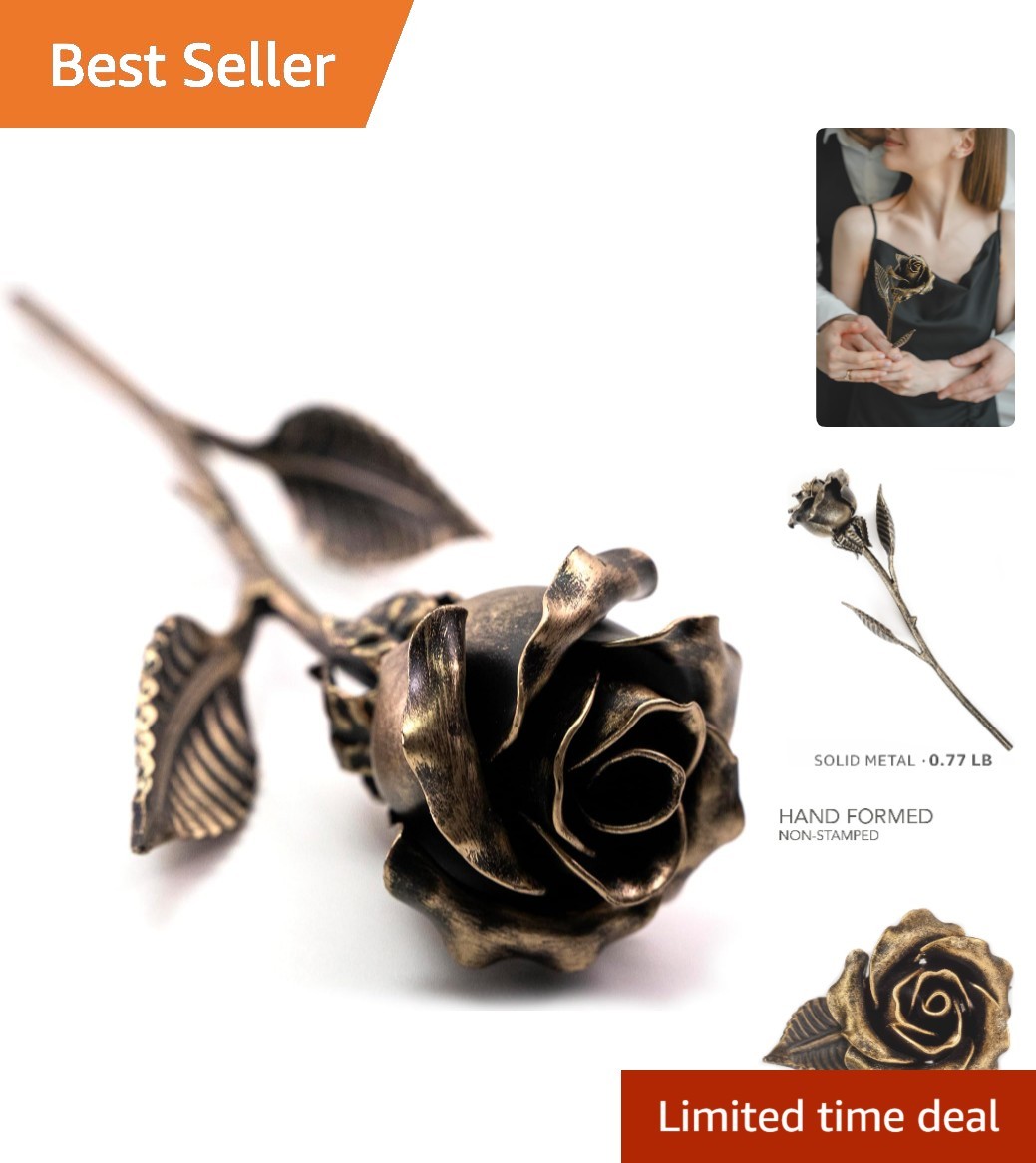 Everlasting Bronze Rose: Unique Indoor Décor & Gift for 8th or 19th Anniversary