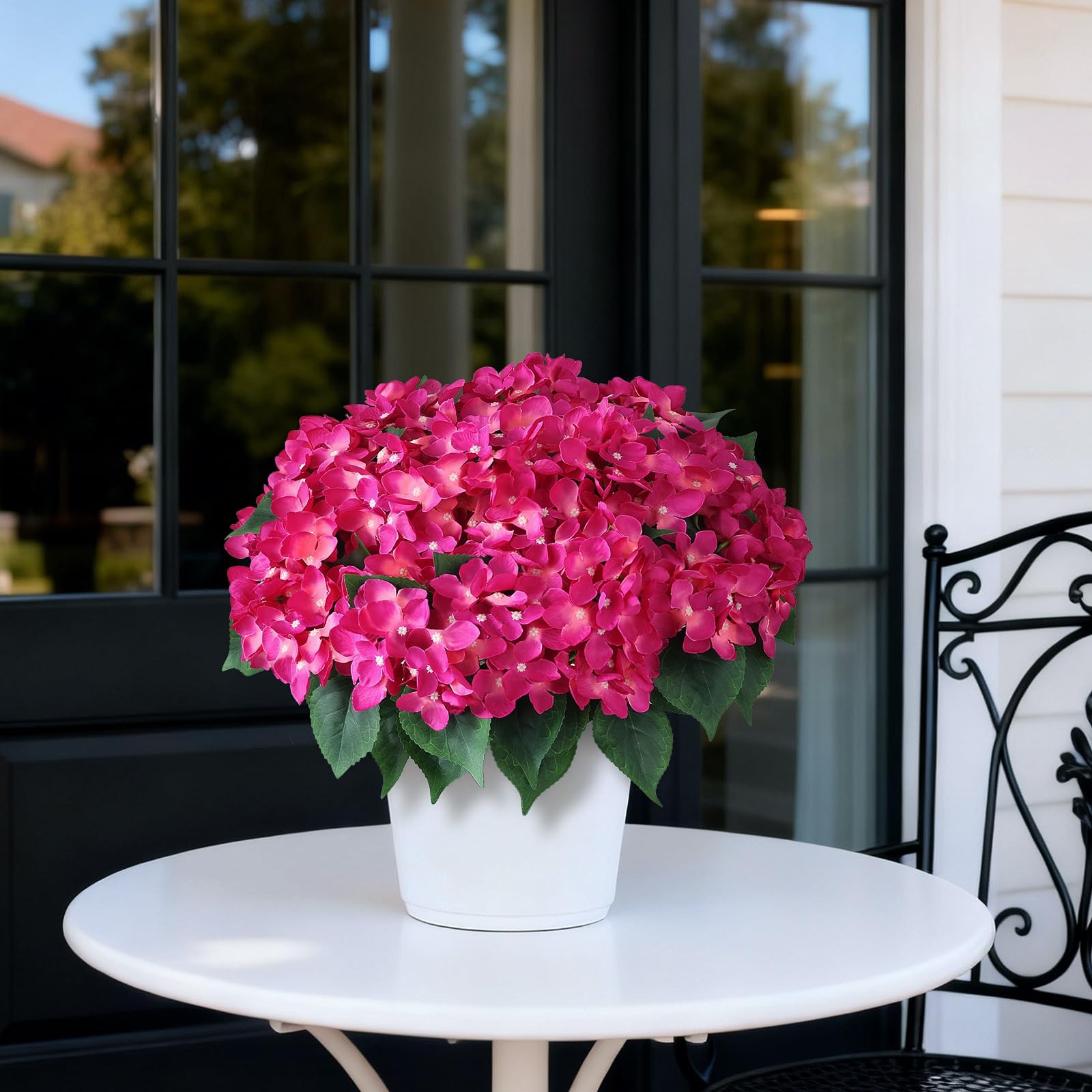 Artificial Hydrangea Flower Topiary Trees – 2 Sets Faux Silk Flower Potted Pl