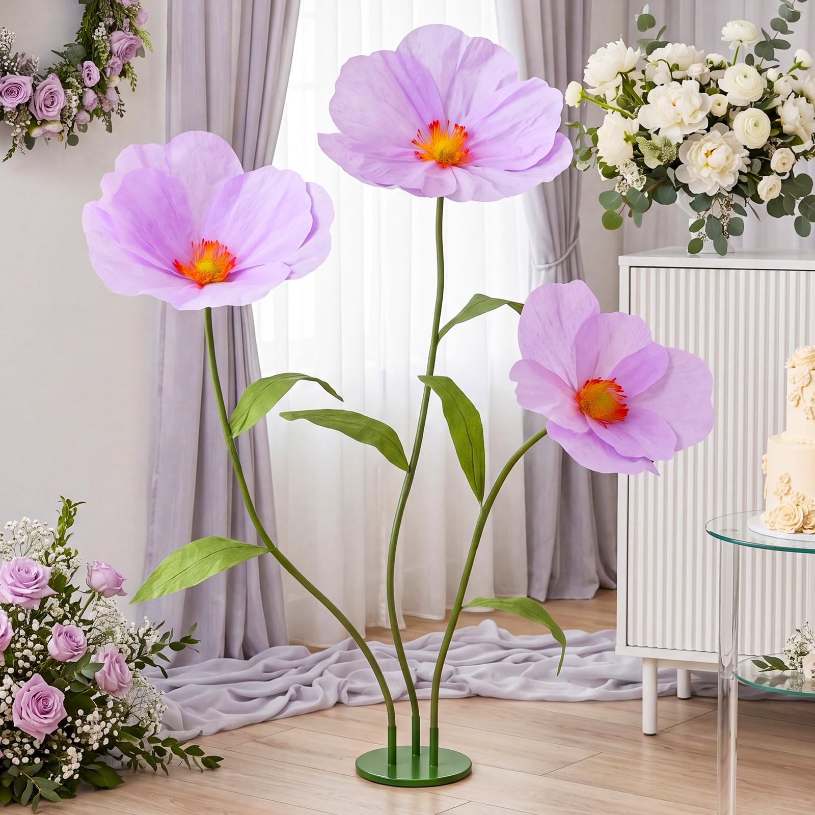 Rivvlive 6ft Purple Giant Flowers for Decoration with Stand, Large Artificial…