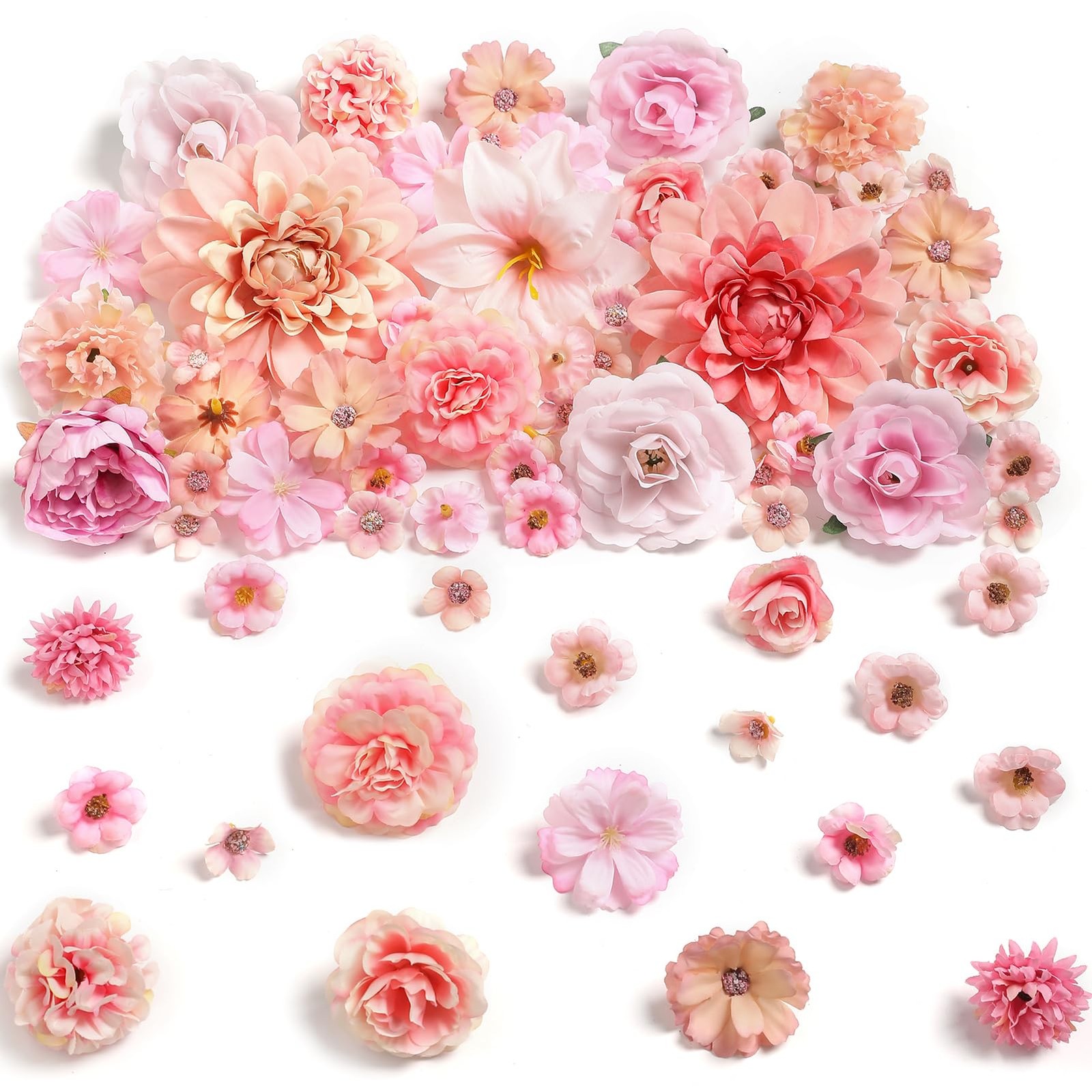 Fake Flower Heads Mini Artificial Flower Pink Faux Dahlia Rose Flowers for Cr…