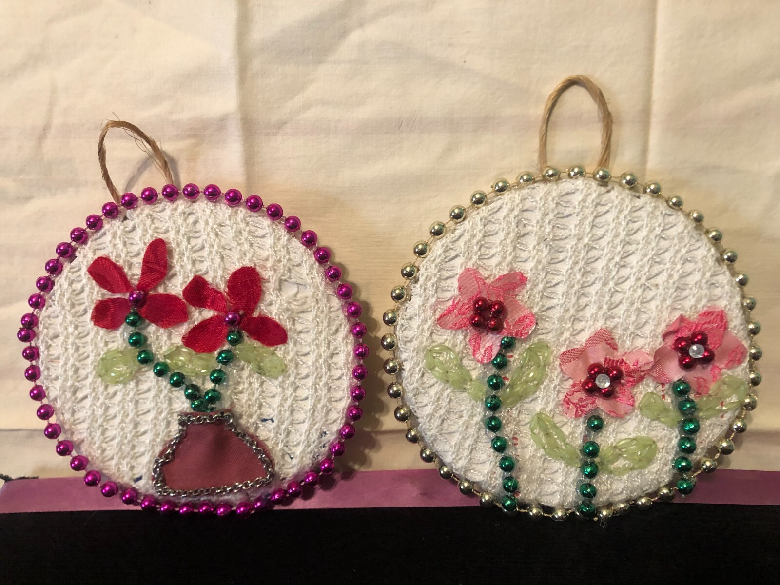 6″ Hand made flower wall décor set of 2 t