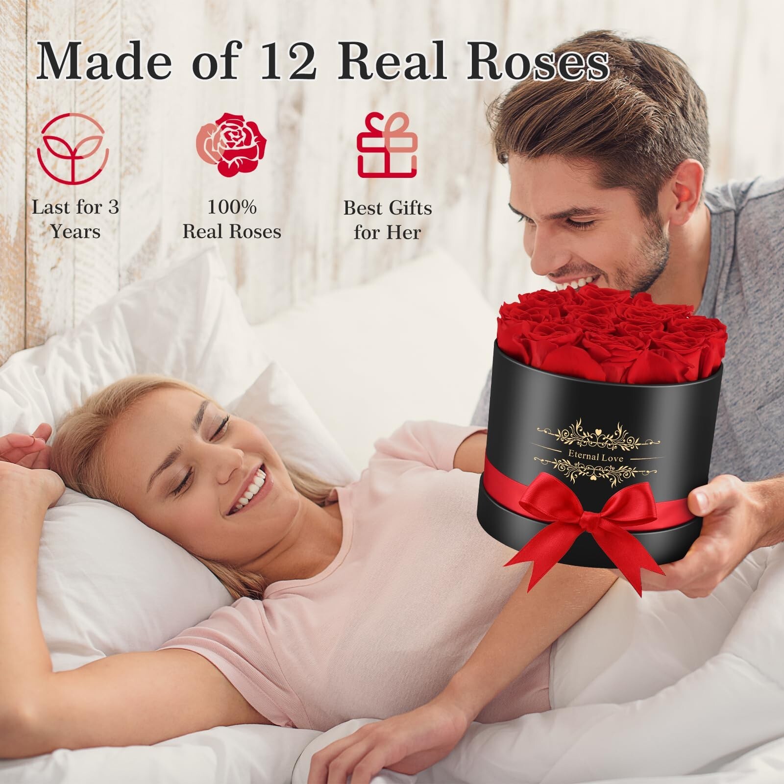 Jibeufi Forever Flowers Preserved Rose in a Box 100% Real Roses Last Up to 3 …