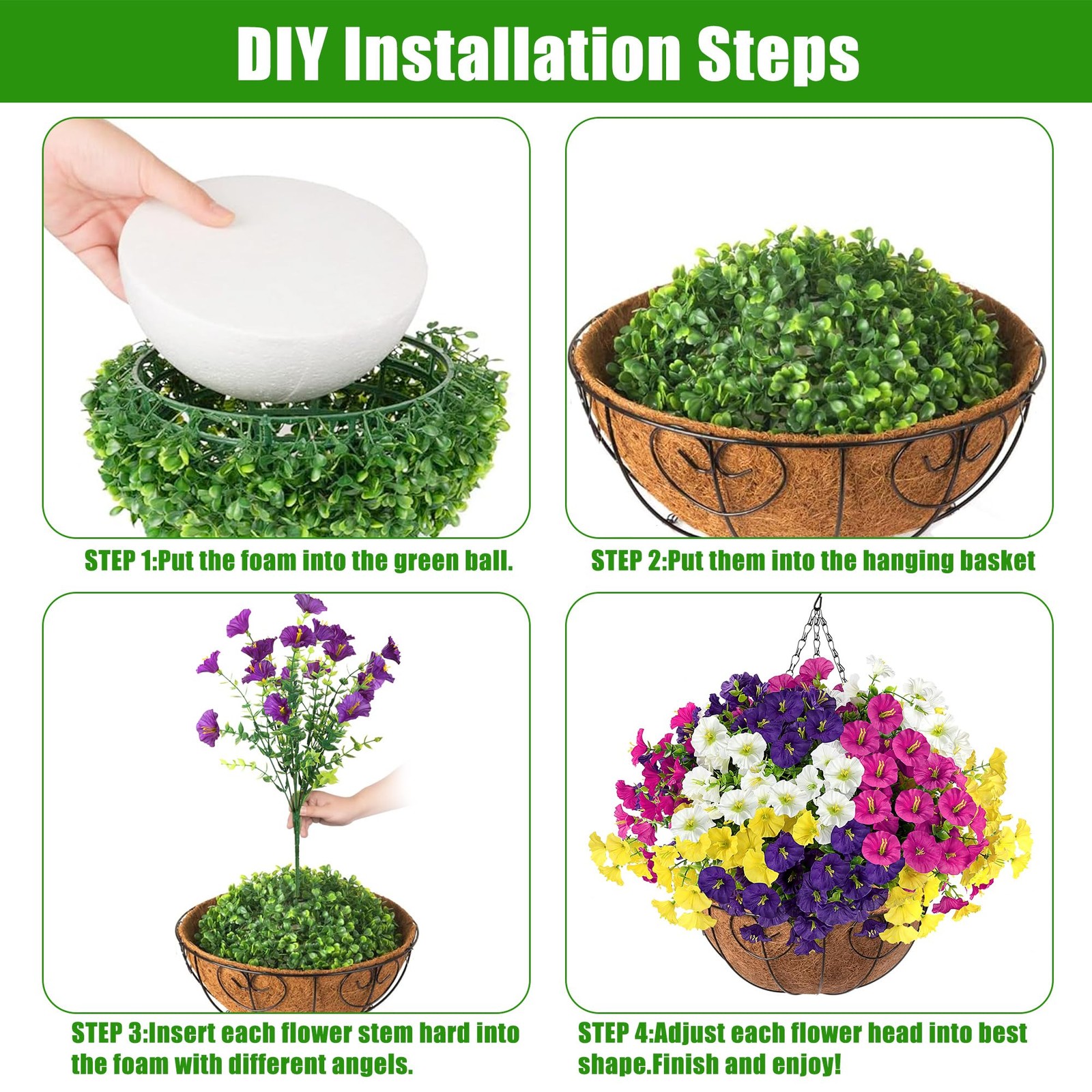 Artificial Flowers for Outdoors with Baskets Hanging Plant Faux Flowers UV Re…