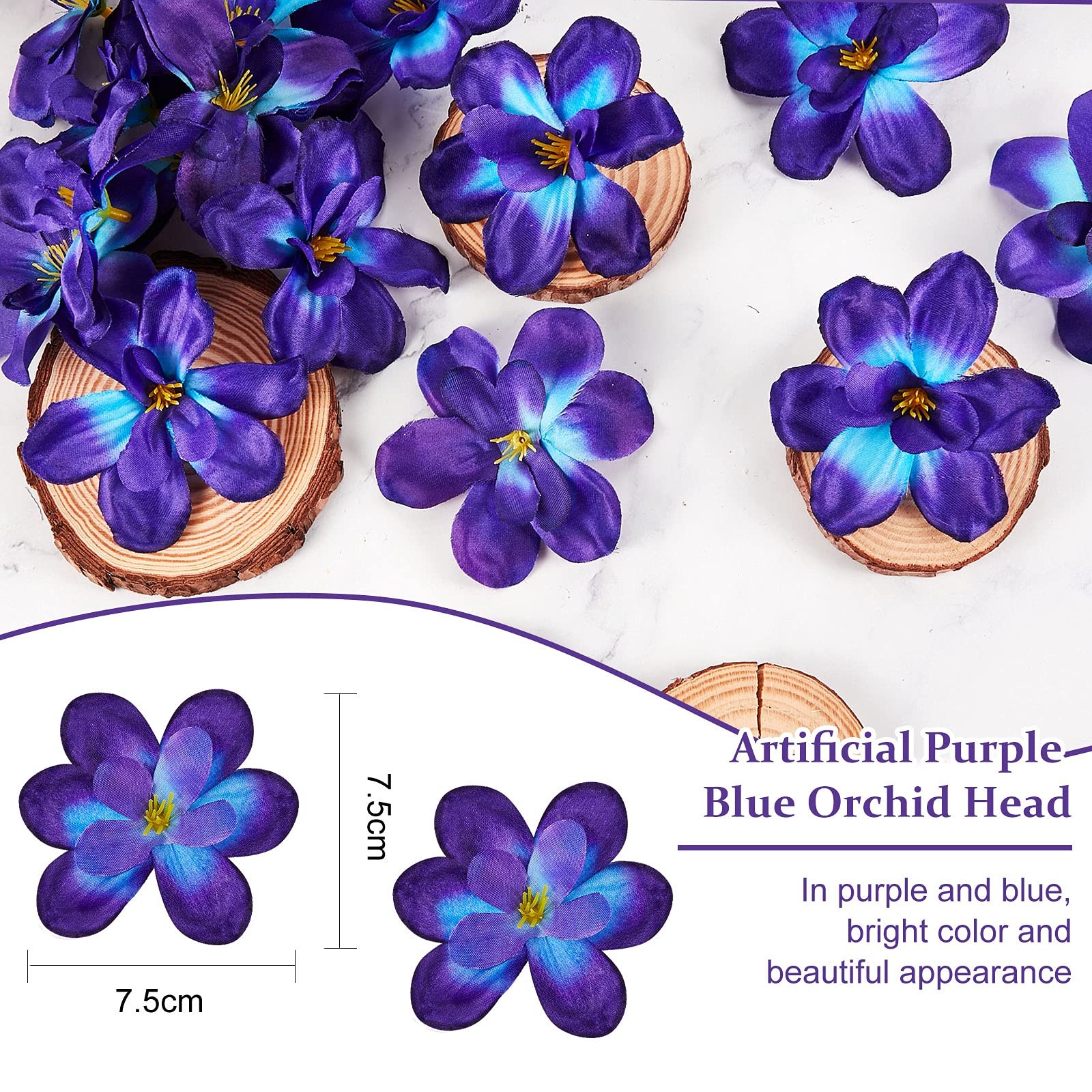 100 Pieces Blue Purple Faux Orchid Flowers Halloween Flower Day of The Dead D…