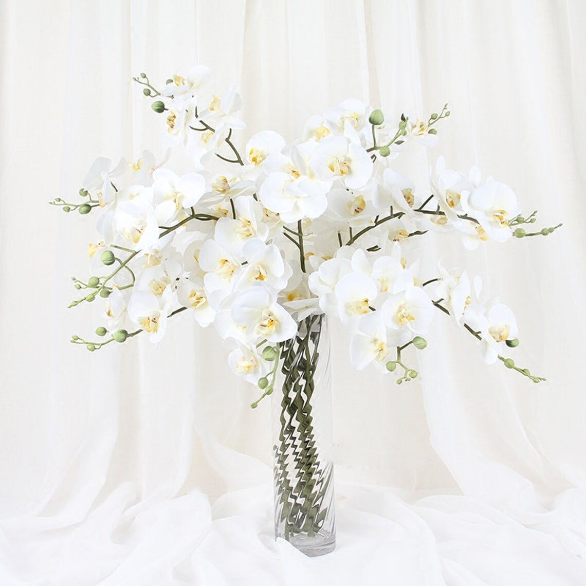 Artificial Orchid Stems Decor with 9 Phalaenopsis Flowers for Home Wedding Decor