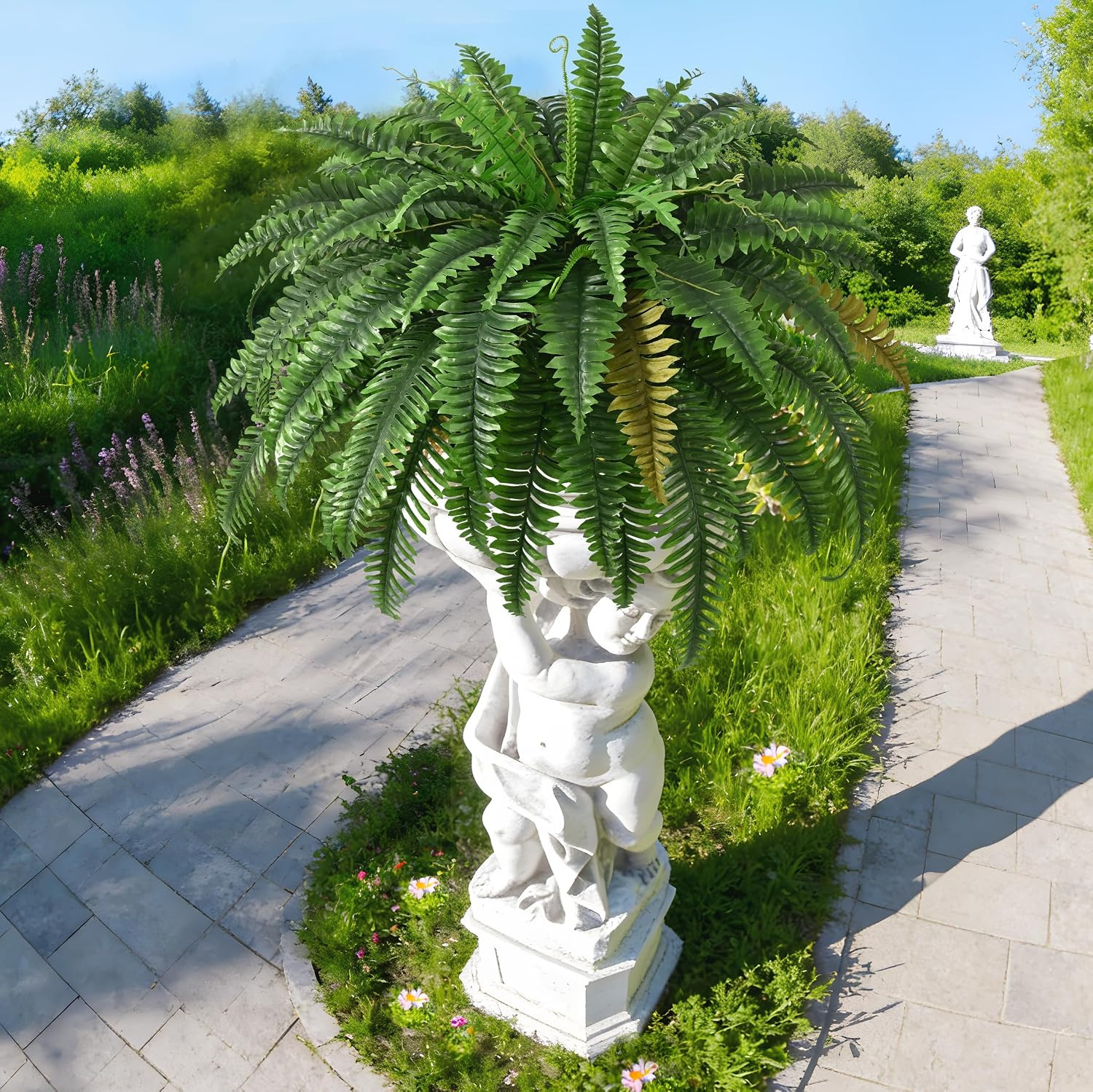 4PCS 45In Fake Ferns- Outdoor Faux Plants, Large UV Resistant Artificial Ferns f