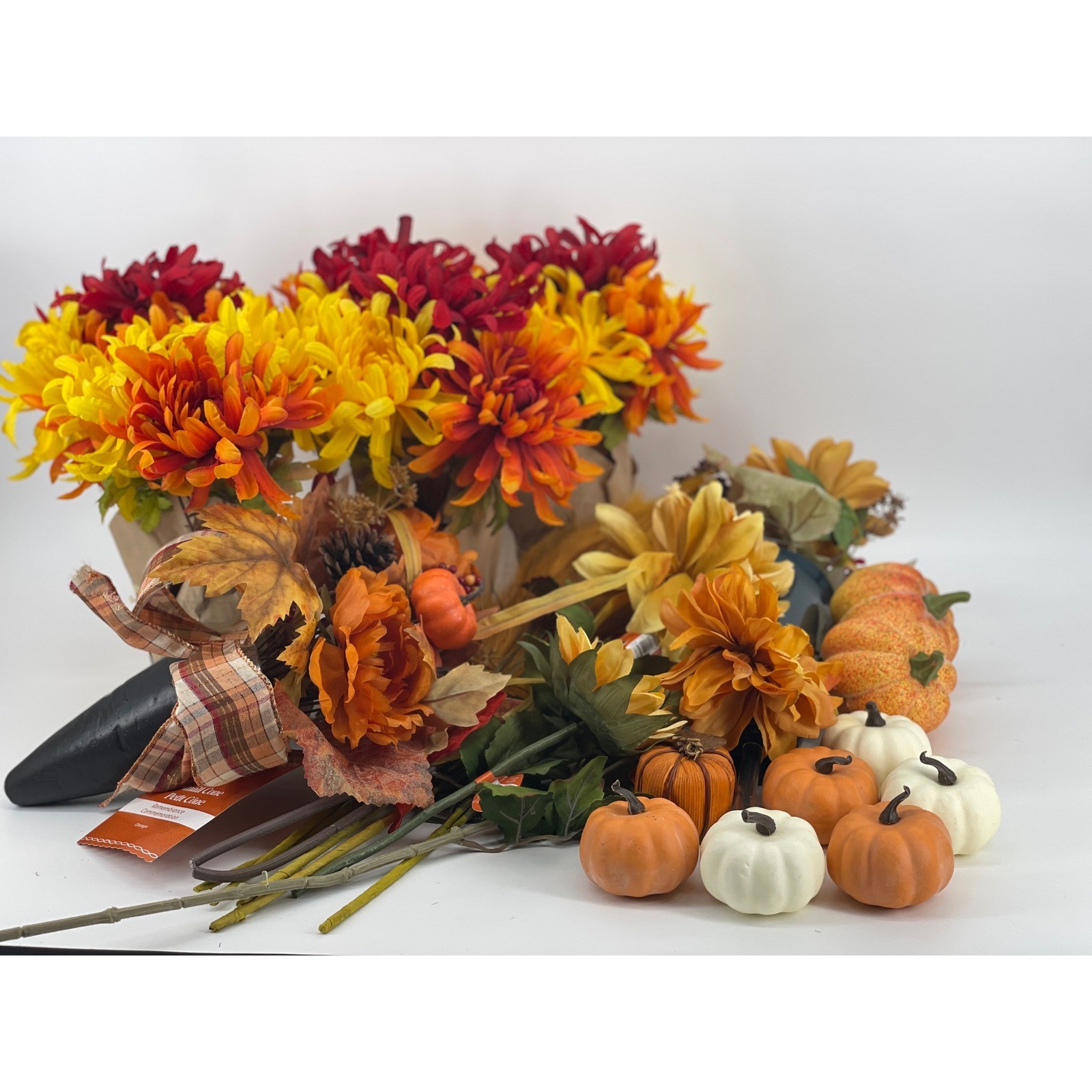Lot of 25 Ashland Fall Floral Stems Pumpkins Lot Orange Yellow Autumn Decor New