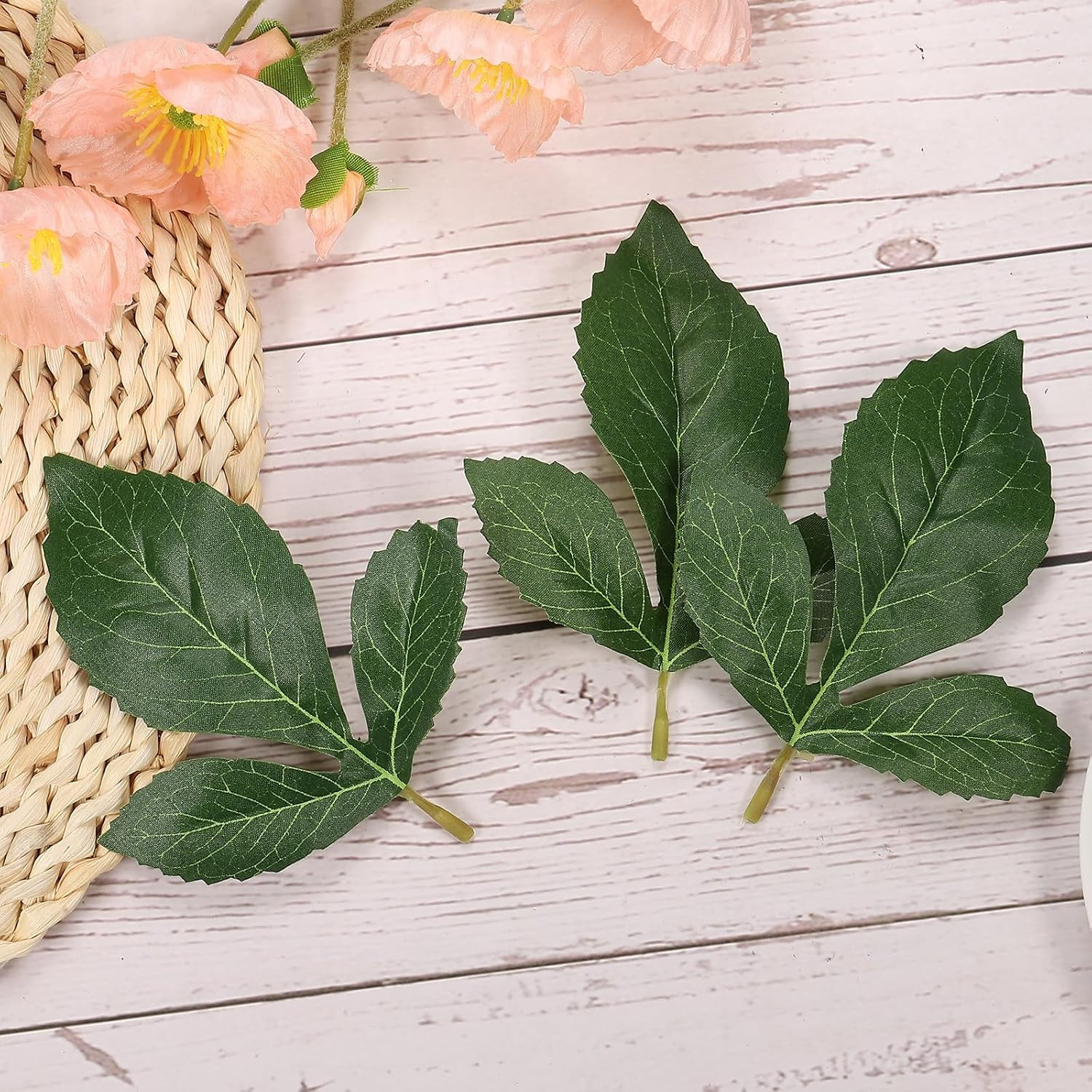 5.51X4.72 Artificial Silk Dahlia Leaf, 40 Pcs Artificial Greenery Fake Leaves