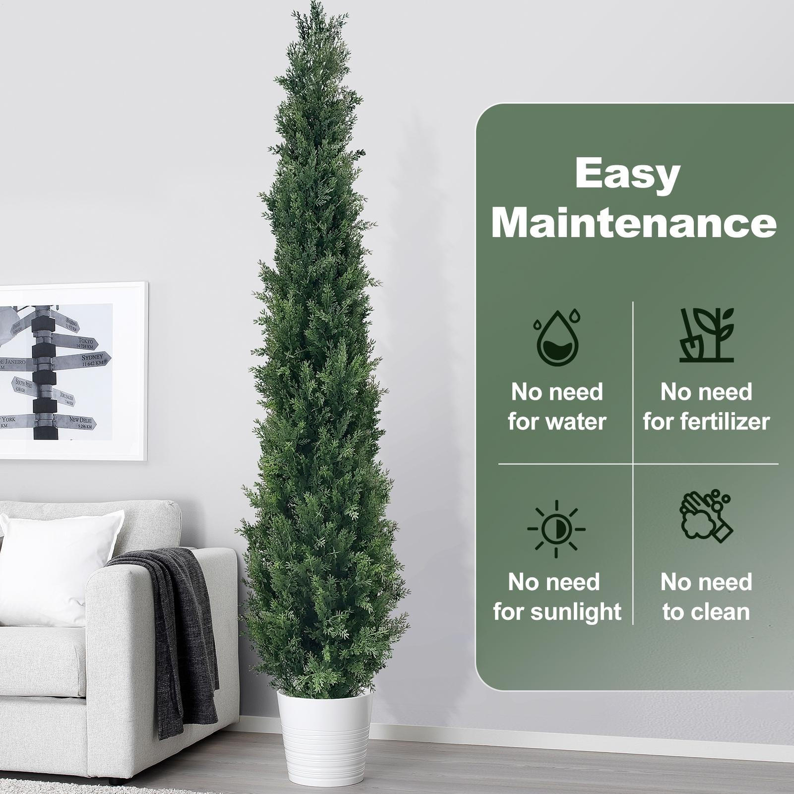 2PCS 3-6FT Topiary Cedar Pine Artificial Tree Home Decor UV Indoor Outdoor New-