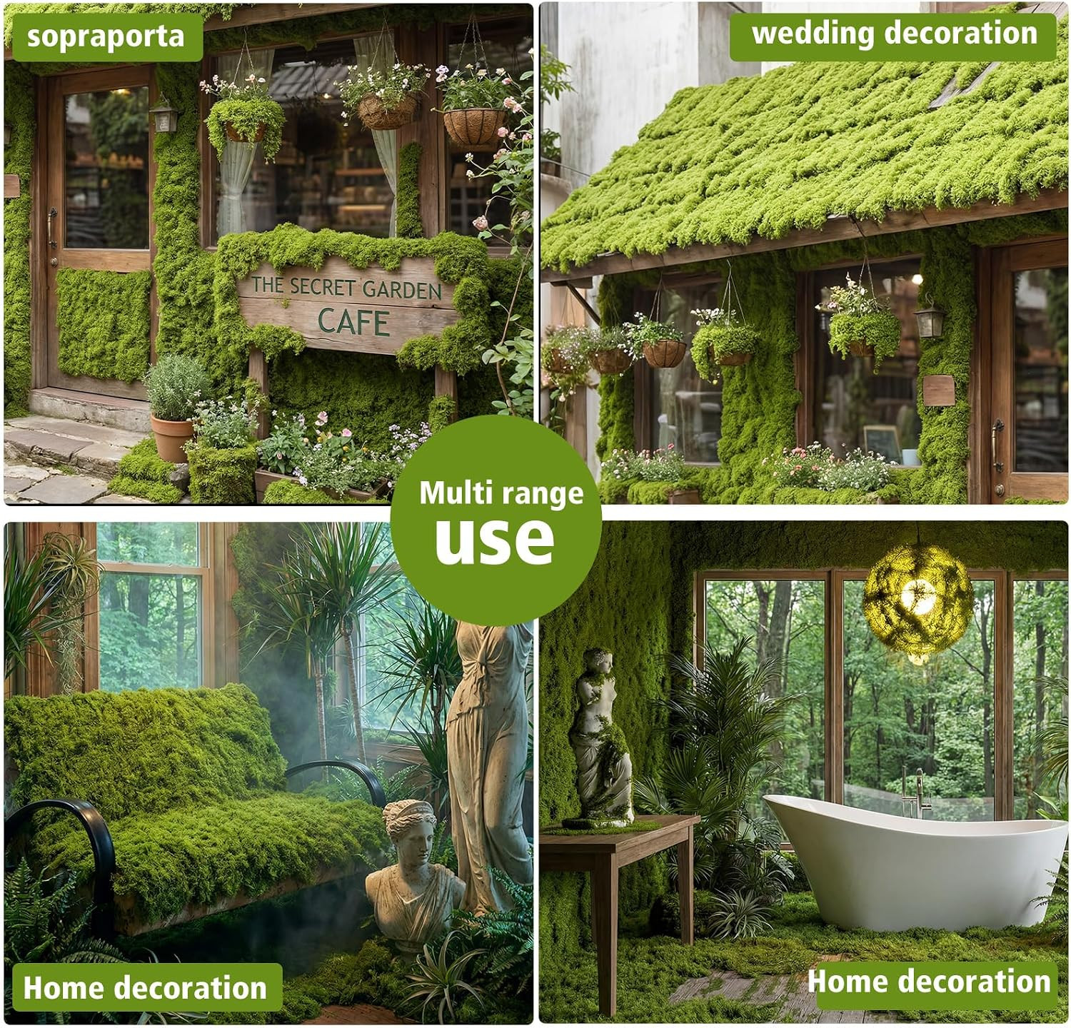 Artificial Moss Mat, Green, 39.37 X 39.37 Inches (Light Green), Waterproof Indoo