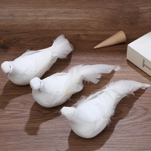 2pcs Christmas Ornament Birds Artificial Peace Dove with Clips Christmas