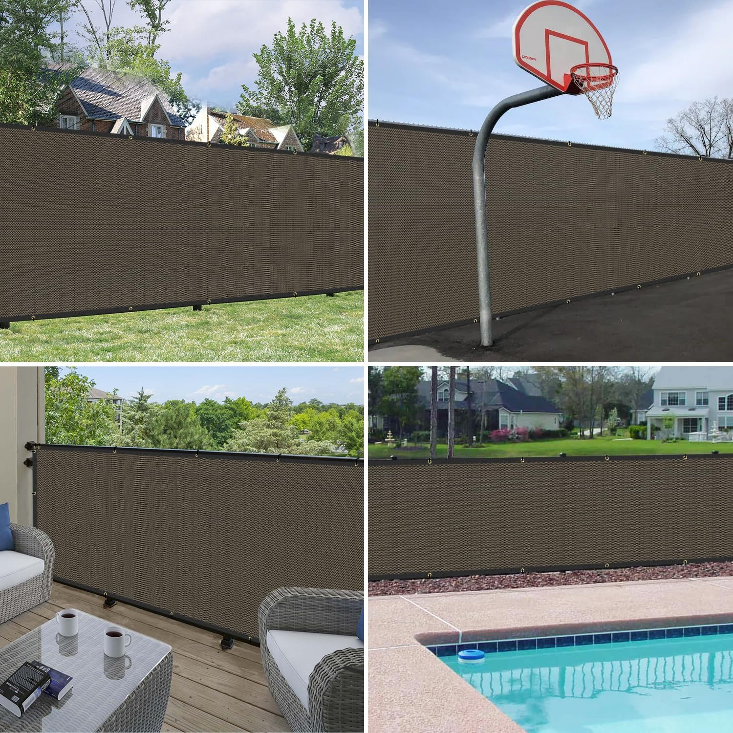 6′ X 25′ Privacy Fence Screen in Brown W/ Brass Grommet 85% Blockage Windscreen