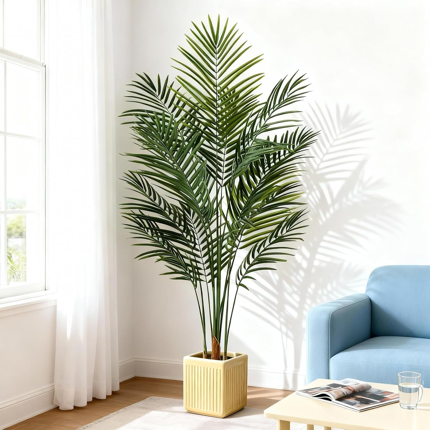 Artificial Palm Tree Indoor 5ft, Large Fake Tropical Areca Palm Tree with 13 Tru