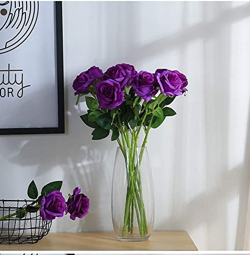 Laelfe 12 pcs Artificial Roses Flowers Long Stem Fake Silk Rose for Home