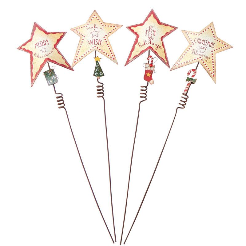 Set of 6 Assorted Christmas Star 16″ Metal Picks