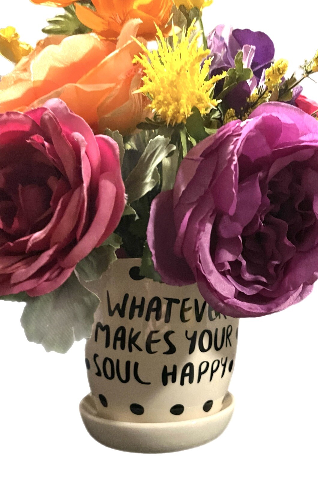 Bright Floral Arrangement “Whatever Makes Your Soul Happy” Planter For 14×14