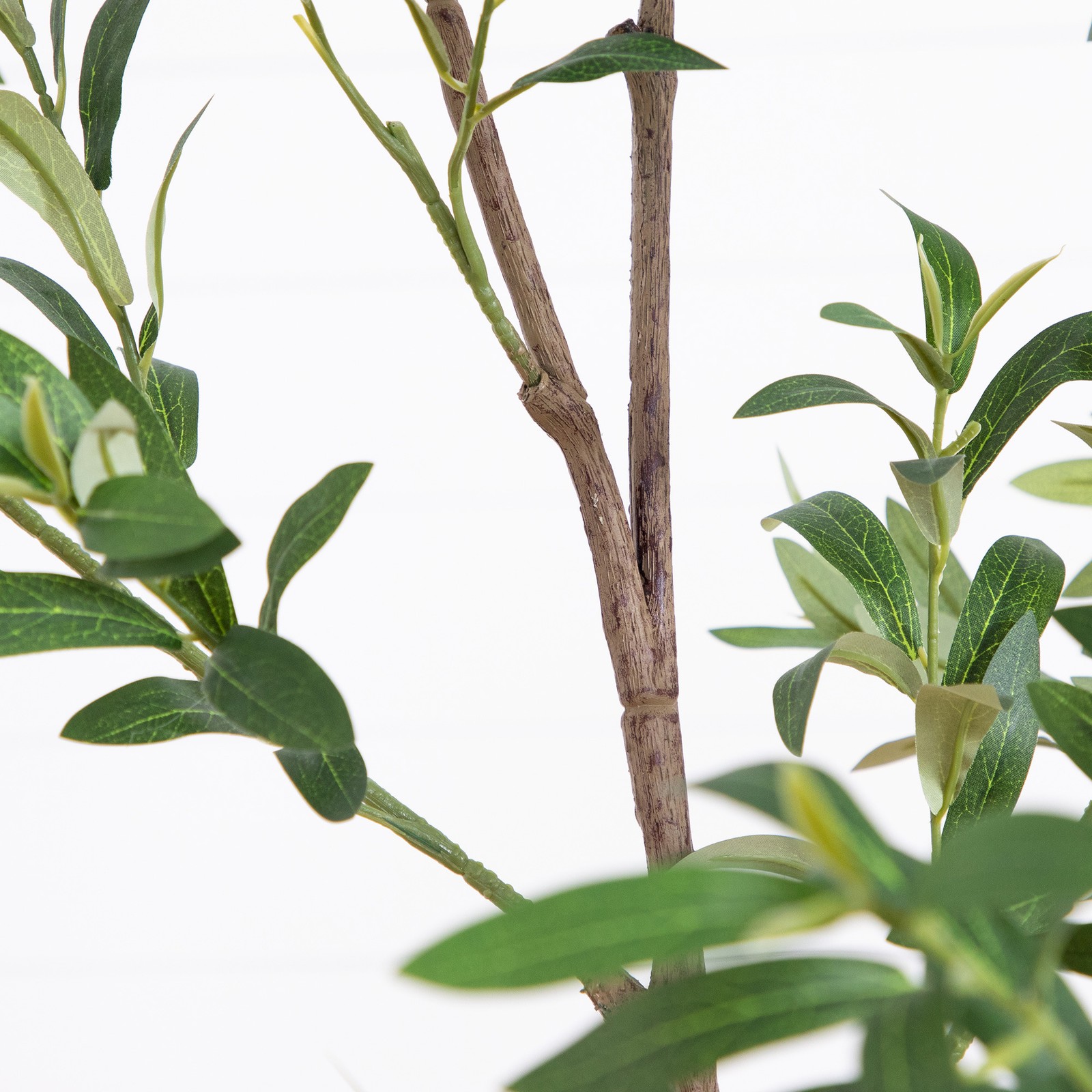 Nearly Natural 7ft Artificial Minimalist Olive Tree in White Decorative Planter