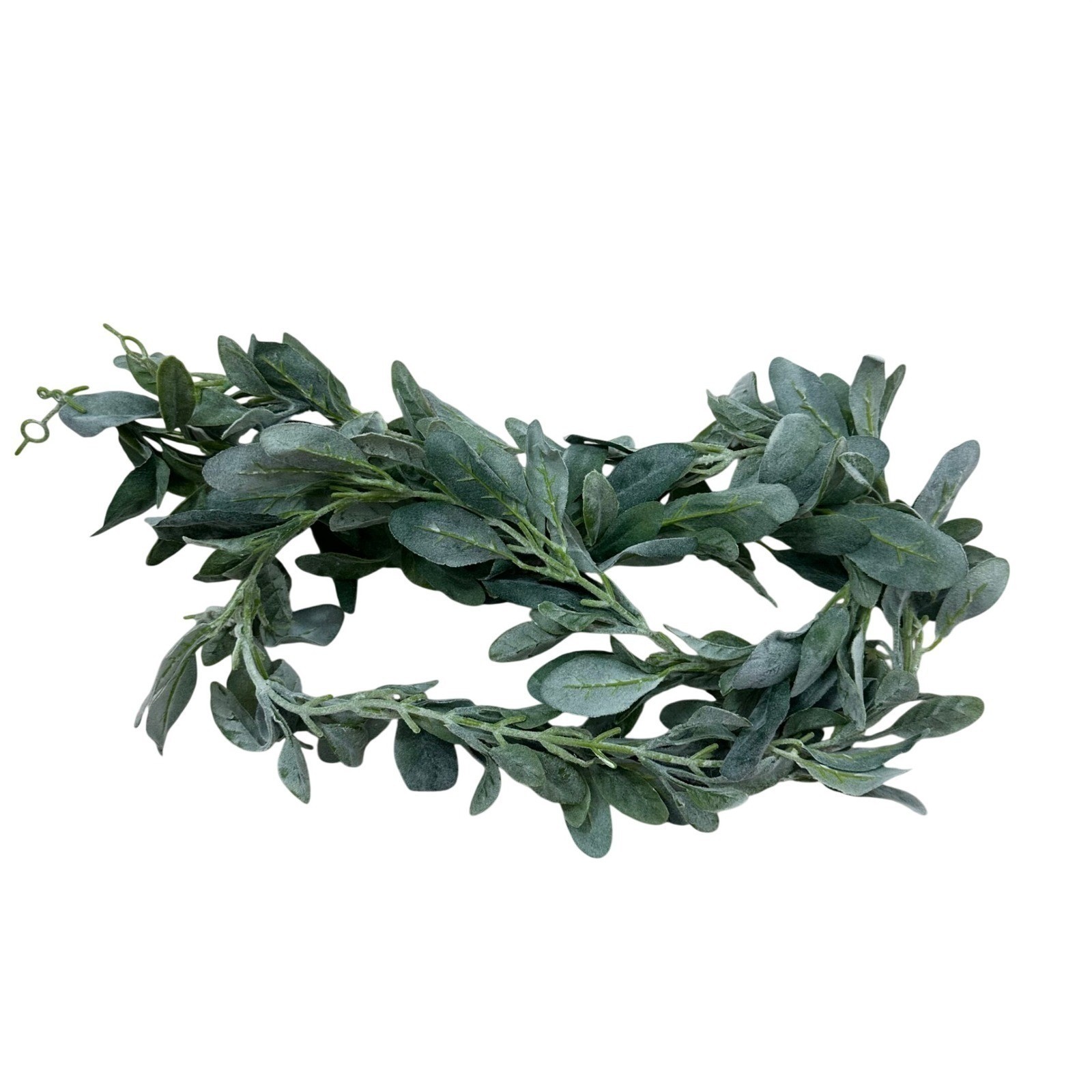 Faux Lambs Ear Set of 2 Garland 60 Inch Artificial Flocked Sage Green Farmhouse