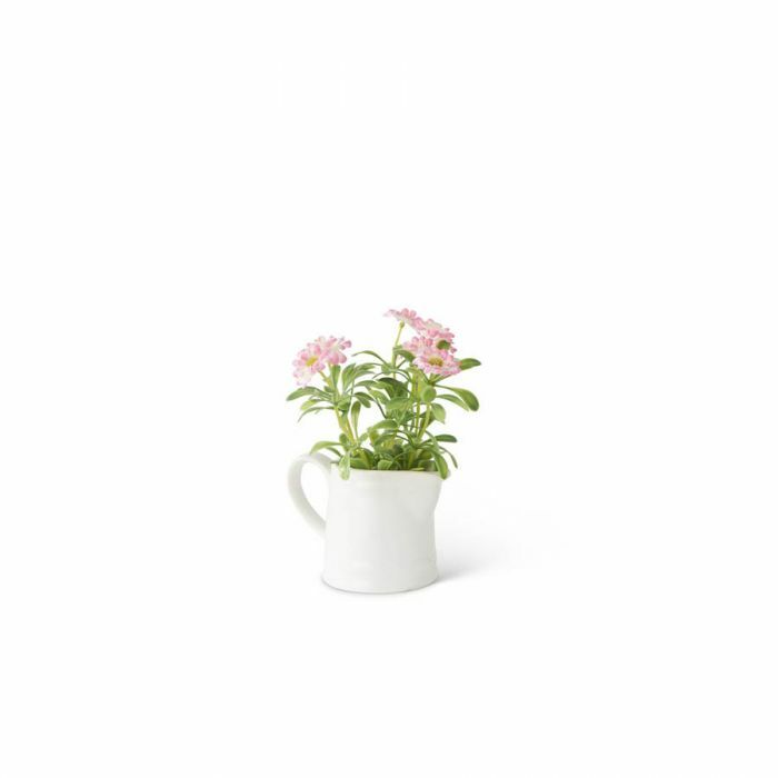 Small Cottage White Pitcher Pink Daisies Farmhouse/Country Spring FREE SHIP