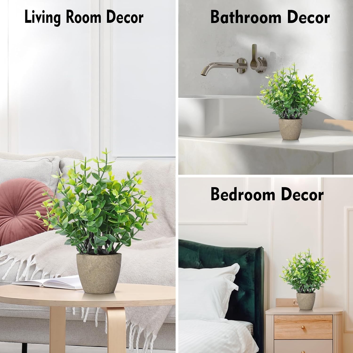Chic 2 Pack of Mini Artificial Greenery Potted Eucalyptus for Office and Home