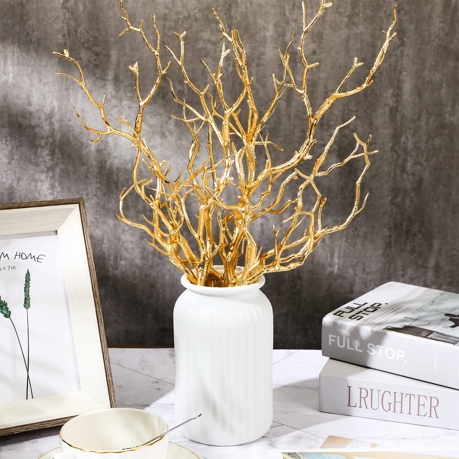 Gold Manzanita Branches 13.8 Inch 10 Pieces Artificial Tree Twigs Decor
