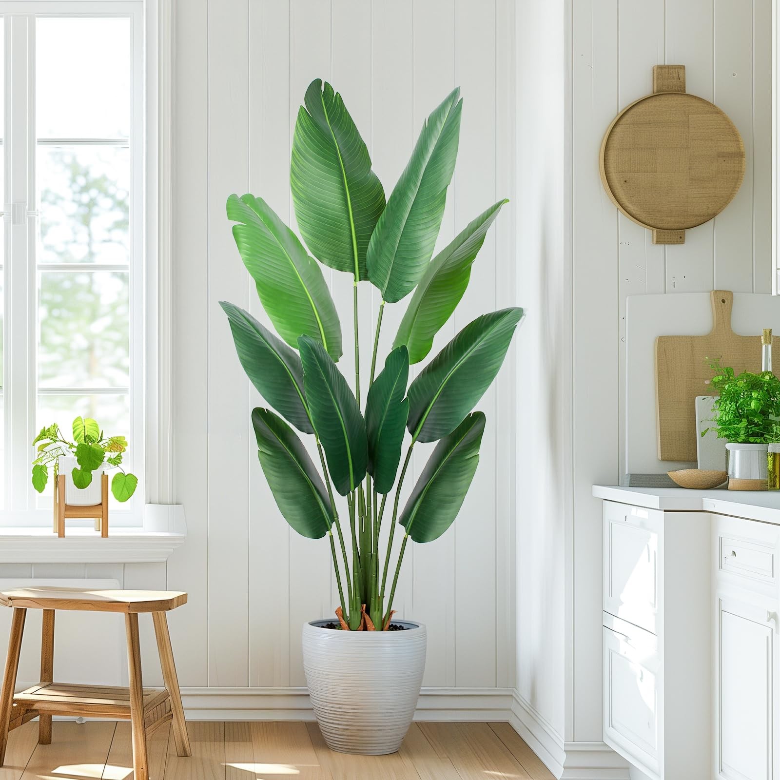 Yepdin Artificial Bird of Paradise Plant 5 Ft Tall Fake Banana 5ft, Green