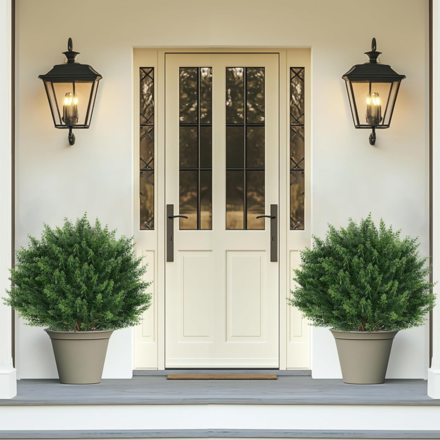 Set of 4 UV Resistant Artificial Cypress Topiary Trees for Indoor/Outdoor Use