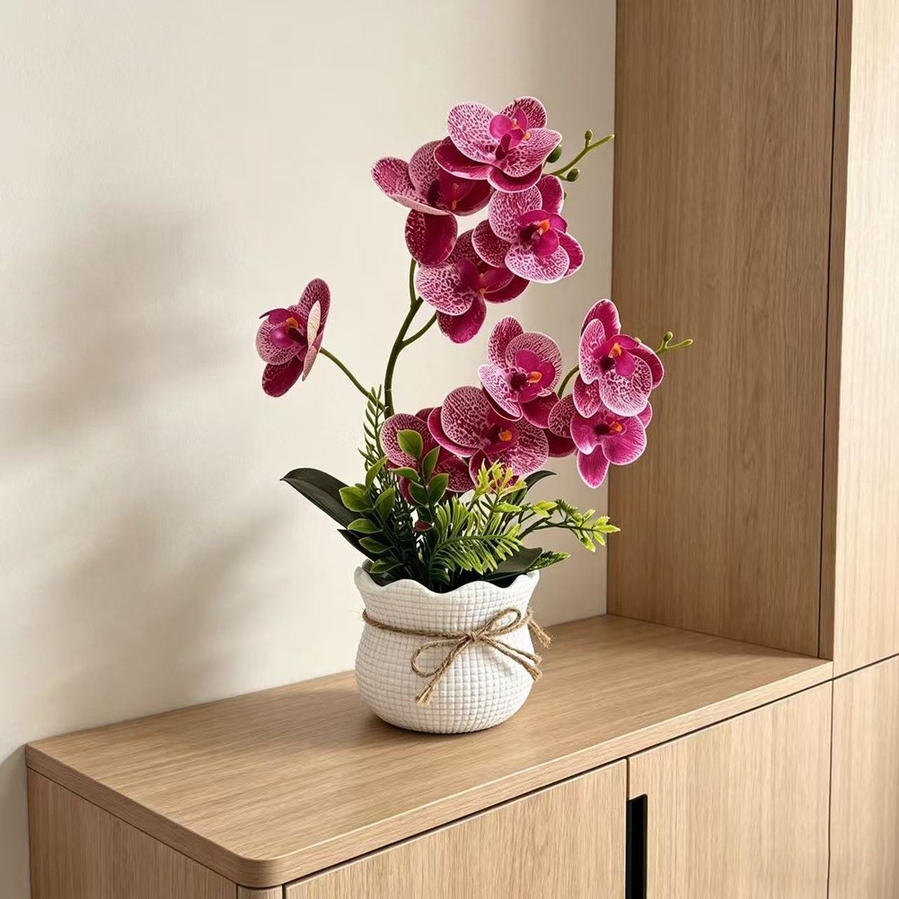 White Artificial Orchid Flower for All Season Indoor Decor with 30cm Height