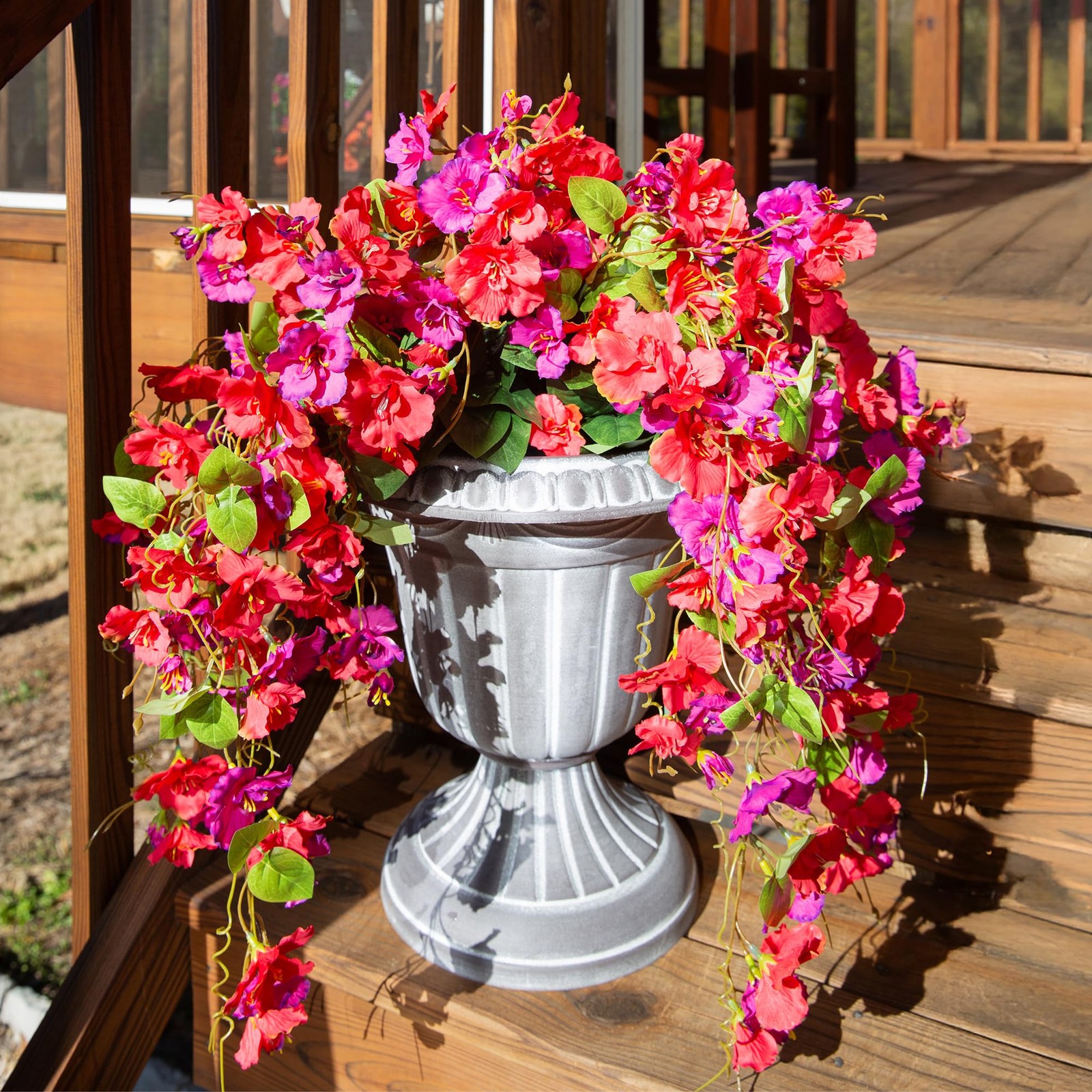 Ivydale Artificial Hibiscus Hanging Flowers UV Resistant Outdoor 2pcs Fuchsia